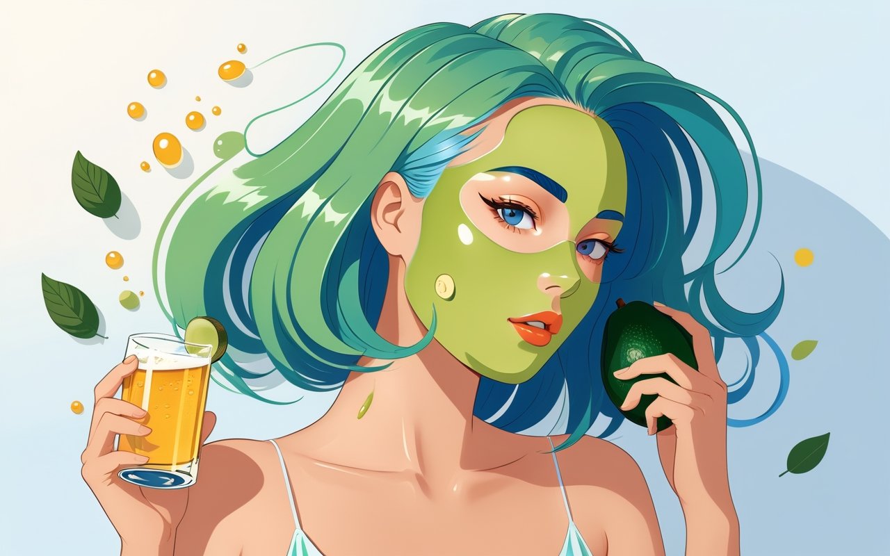 Маска для волос из авокадо и пива для усиленного блеска и роста без жирного эффекта. 1 Маска для волос из авокадо и пива для усиленного блеска и роста без жирного эффекта.