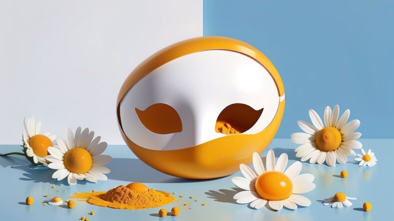 Яичная маска с куркумой и ромашкой для мгновенного сияния и снятия воспалений